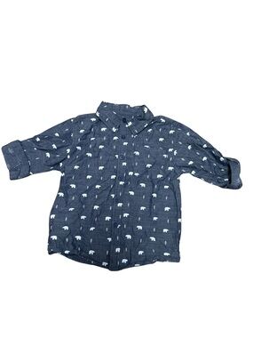Copper & Denim Charcoal Heather Button-Up Shirt With White Bear Print Size 6